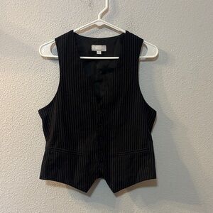 Utility Black Pinstripe Buttoned Vest